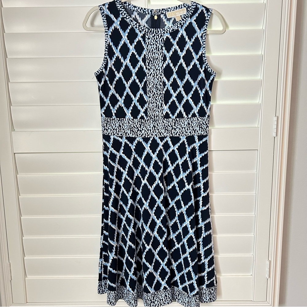 Michael Michael Kors Ikat Mix Border Geometric Trick Blue Multi Size Small